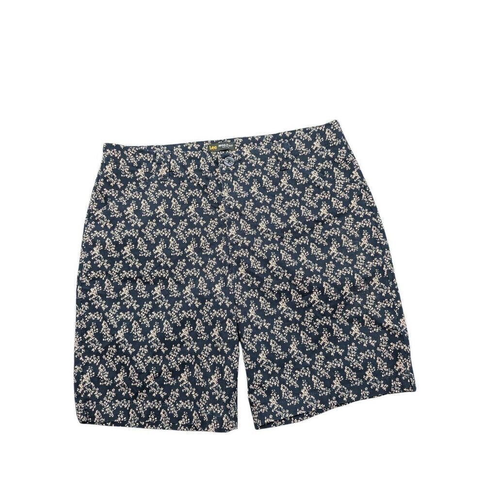 Lee Chino Shorts Med Regular Fit Blue Mid-Rise Ditzy Floral Women's Size 16